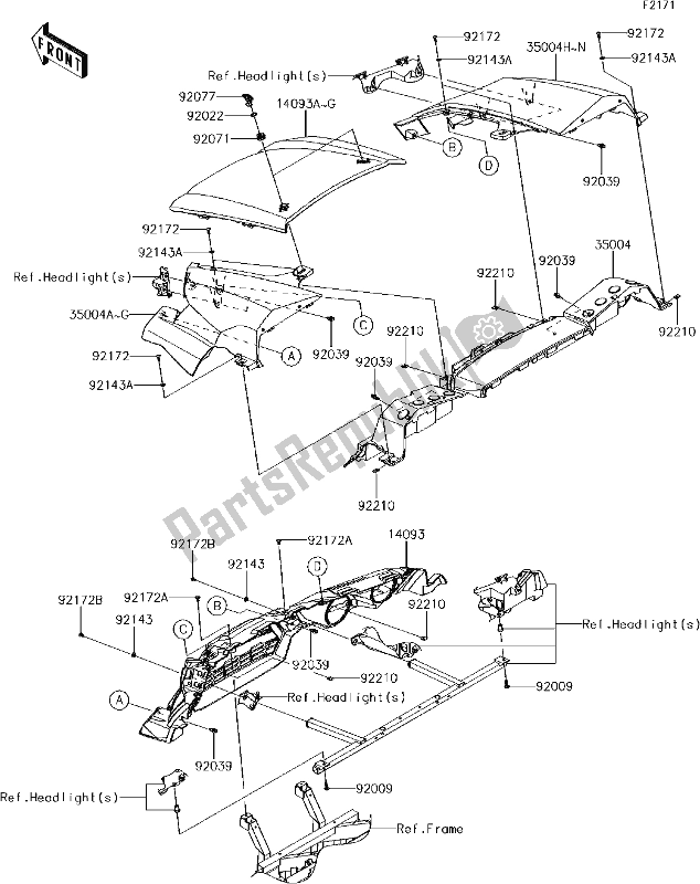 Tutte le parti per il 38 Front Fender(s) del Kawasaki KRT 800 Teryx4 LE 2018