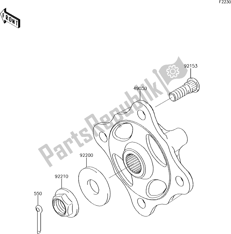 All parts for the 41 Front Hubs/brakes of the Kawasaki KRT 800 Teryx4 LE 2018