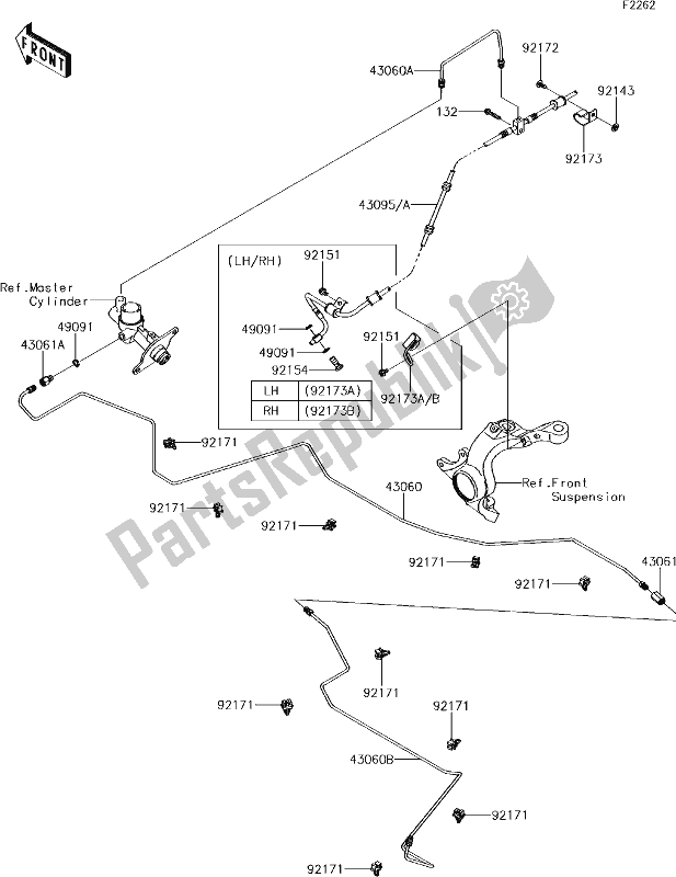 Toutes les pièces pour le 45 Brake Piping du Kawasaki KRT 800 Teryx4 LE 2018