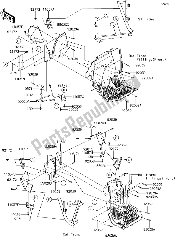 Toutes les pièces pour le 55 Guard(s)(ggf/ghf) du Kawasaki KRT 800 Teryx4 LE 2018