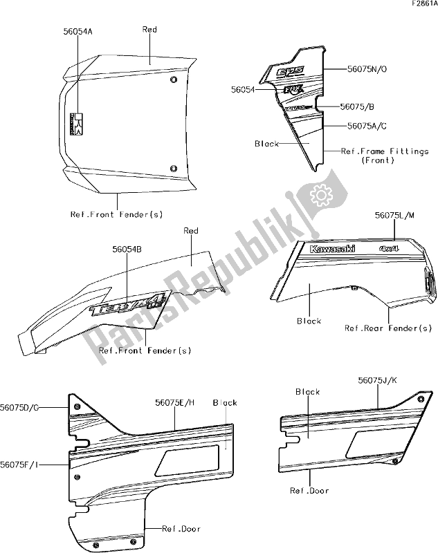 All parts for the 66 Decals(red)(ggf) of the Kawasaki KRT 800 Teryx4 LE 2018