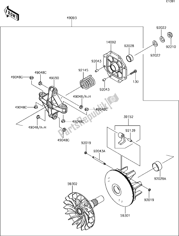 Todas las partes para 12 Drive Converter de Kawasaki KRT 800 Teryx4 2019