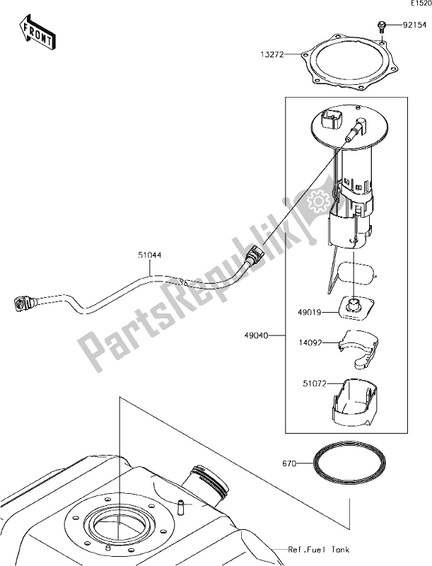 All parts for the 18 Fuel Pump of the Kawasaki KRT 800 Teryx4 2019