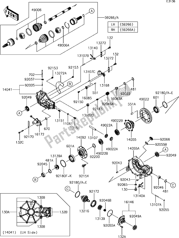 All parts for the 28-1drive Shaft-front of the Kawasaki KRT 800 Teryx4 2019