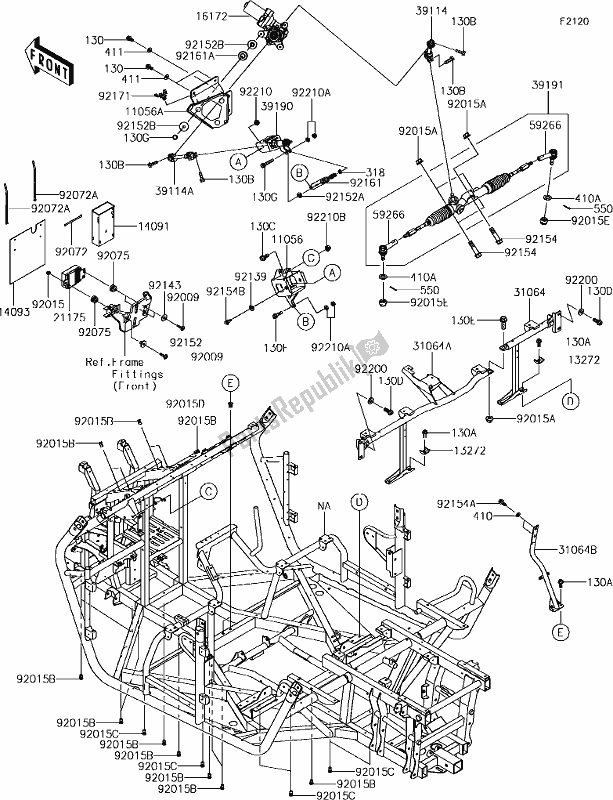 Tutte le parti per il 31-1frame del Kawasaki KRT 800 Teryx4 2019