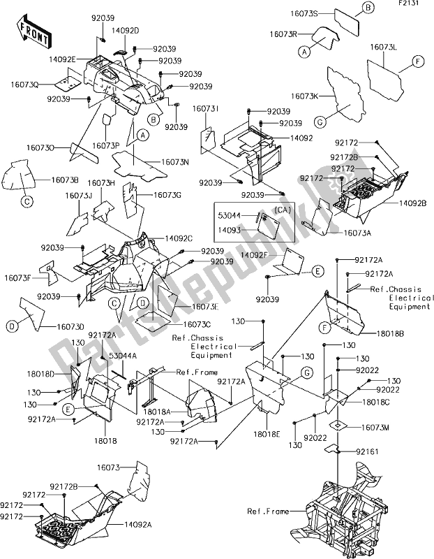 Alle onderdelen voor de 34-1frame Fittings(rear) van de Kawasaki KRT 800 Teryx4 2019