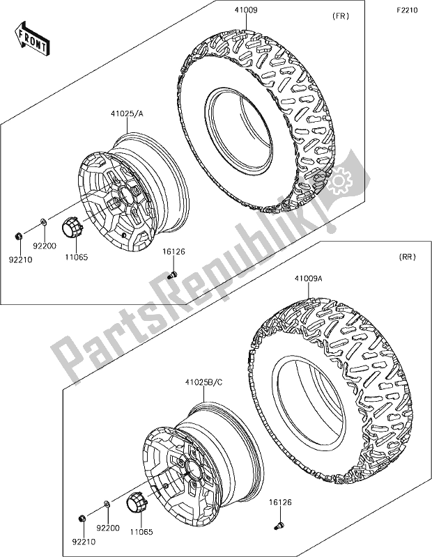 All parts for the 40 Wheels/tires of the Kawasaki KRT 800 Teryx4 2019