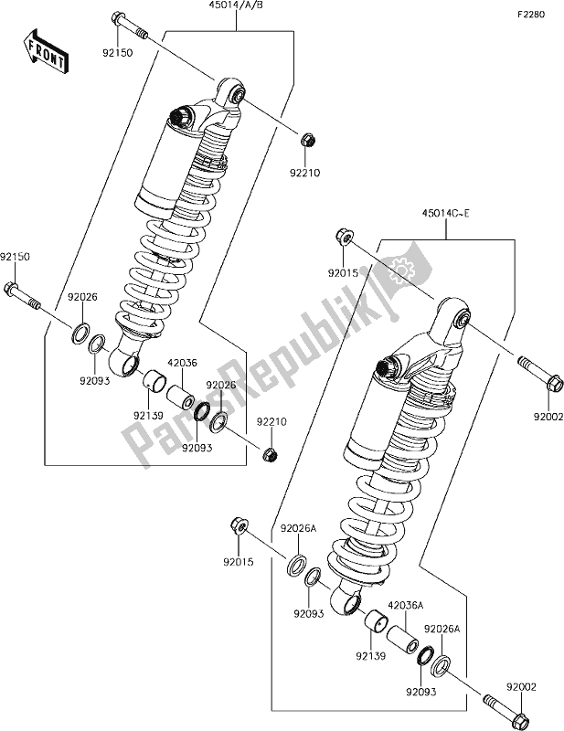 Wszystkie części do 46 Shock Absorber(s) Kawasaki KRT 800 Teryx4 2019