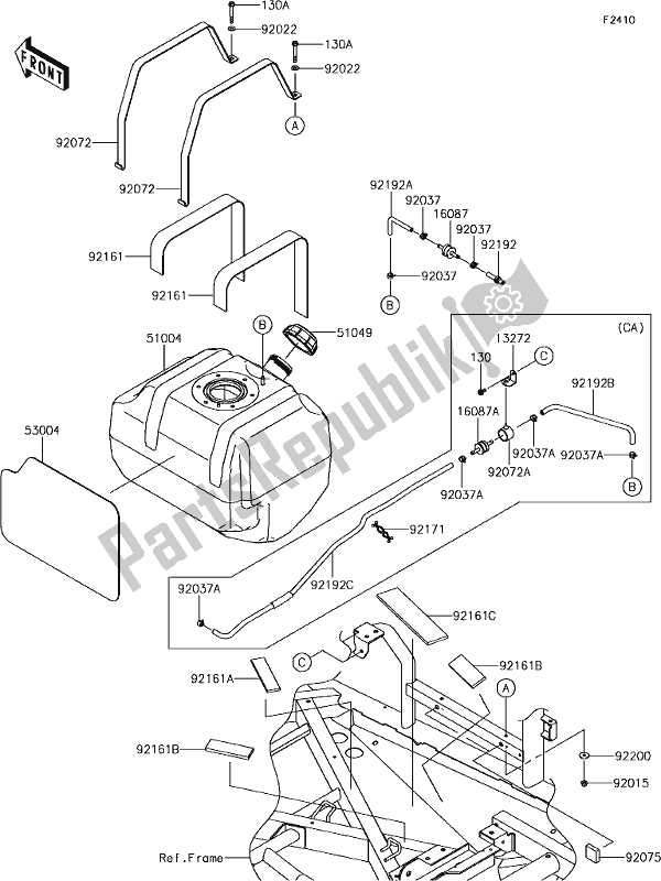 Alle onderdelen voor de 49 Fuel Tank van de Kawasaki KRT 800 Teryx4 2019