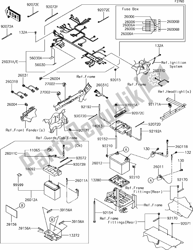 Wszystkie części do 59-1chassis Electrical Equipment Kawasaki KRT 800 Teryx4 2019