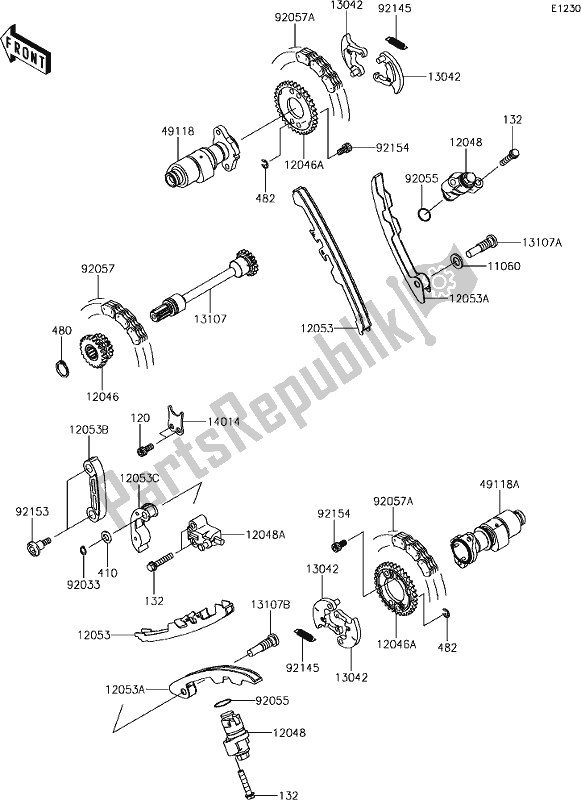 Todas as partes de 6 Camshaft(s)/tensioner do Kawasaki KRT 800 Teryx4 2019