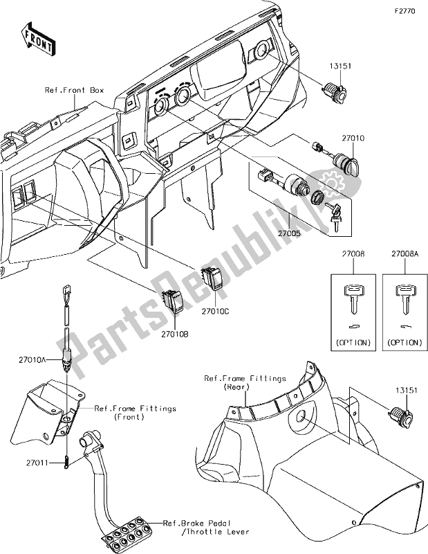 Toutes les pièces pour le 60 Ignition Switch du Kawasaki KRT 800 Teryx4 2019