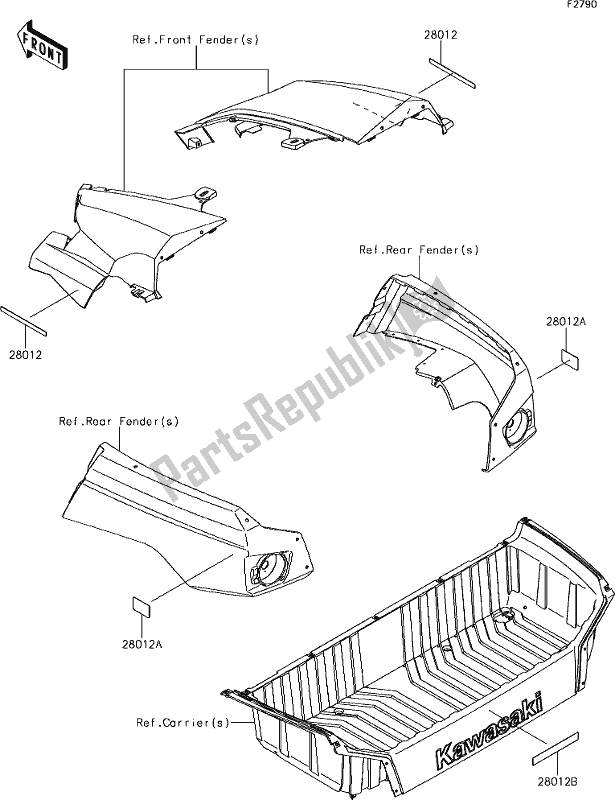 All parts for the 61 Reflectors(cn) of the Kawasaki KRT 800 Teryx4 2019