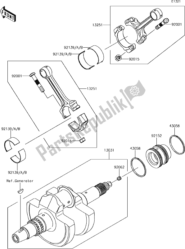 Alle onderdelen voor de 7 Crankshaft van de Kawasaki KRT 800 Teryx4 2019