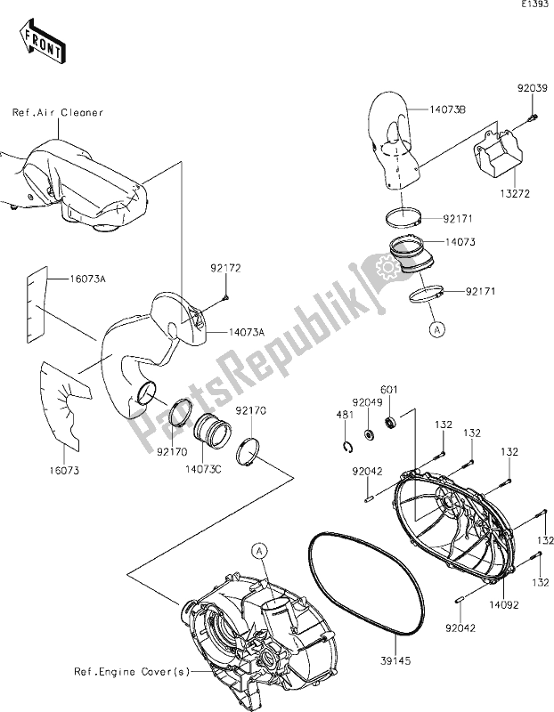 All parts for the 14 Converter Cover of the Kawasaki KRT 800 Teryx4 2021