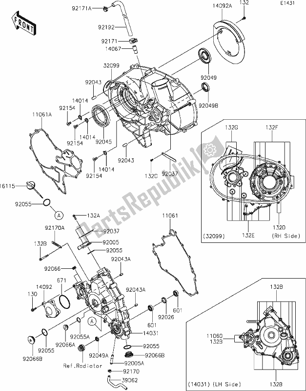 Tutte le parti per il 16-1engine Cover(s) del Kawasaki KRT 800 Teryx4 2021