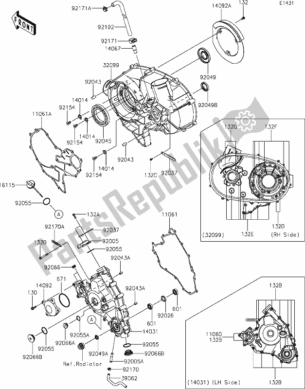 All parts for the 16 Engine Cover(s) of the Kawasaki KRT 800 Teryx4 2021