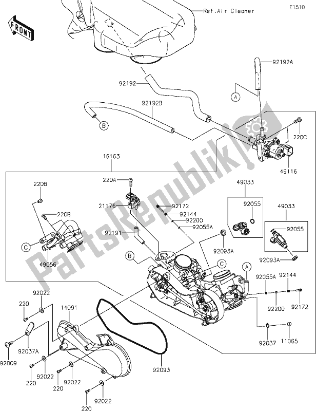 All parts for the 17 Throttle of the Kawasaki KRT 800 Teryx4 2021