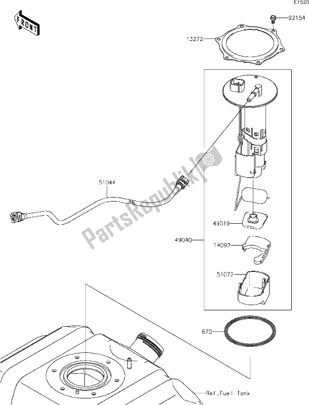 All parts for the 18 Fuel Pump of the Kawasaki KRT 800 Teryx4 2021