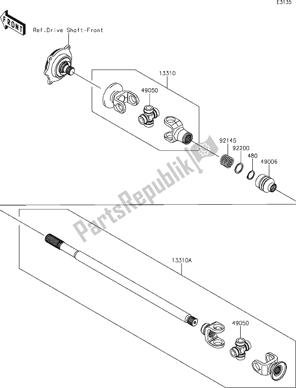 All parts for the 27 Drive Shaft-propeller of the Kawasaki KRT 800 Teryx4 2021