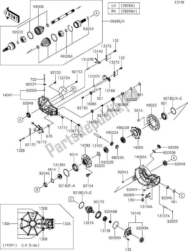 All parts for the 28-1drive Shaft-front of the Kawasaki KRT 800 Teryx4 2021