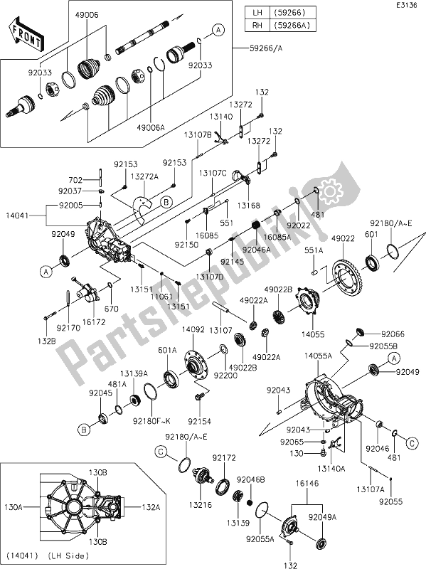 Toutes les pièces pour le 28 Drive Shaft-front du Kawasaki KRT 800 Teryx4 2021