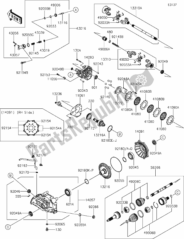 All parts for the 29-1drive Shaft-rear of the Kawasaki KRT 800 Teryx4 2021