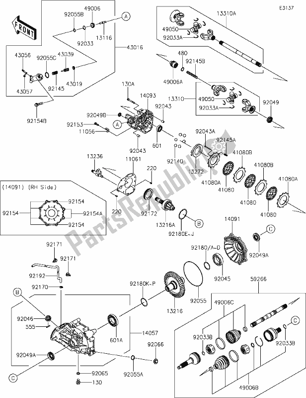 All parts for the 29 Drive Shaft-rear of the Kawasaki KRT 800 Teryx4 2021