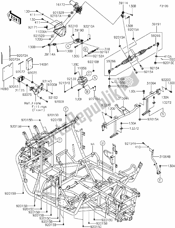 Todas as partes de 31-1frame do Kawasaki KRT 800 Teryx4 2021