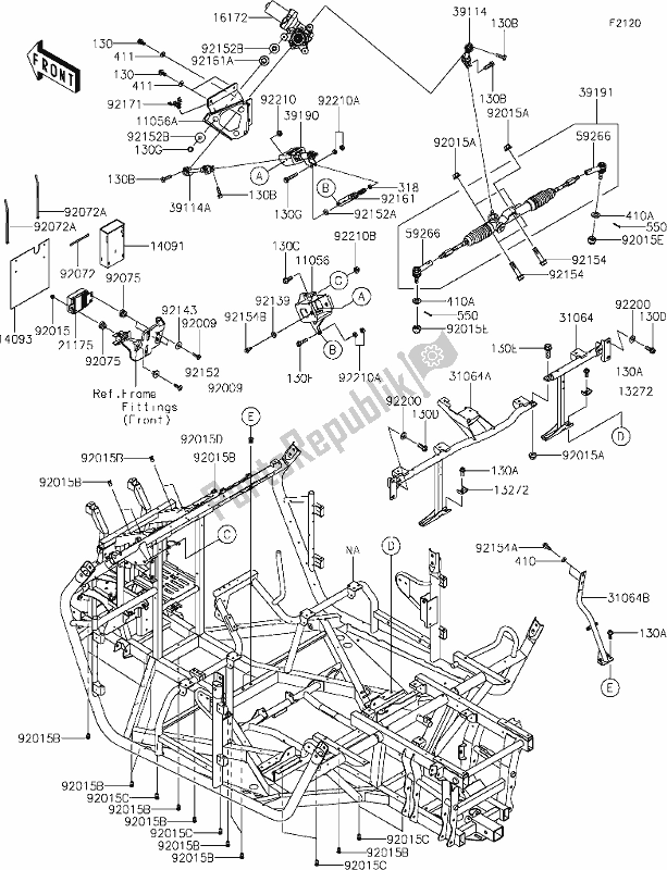 Alle onderdelen voor de 31 Frame van de Kawasaki KRT 800 Teryx4 2021