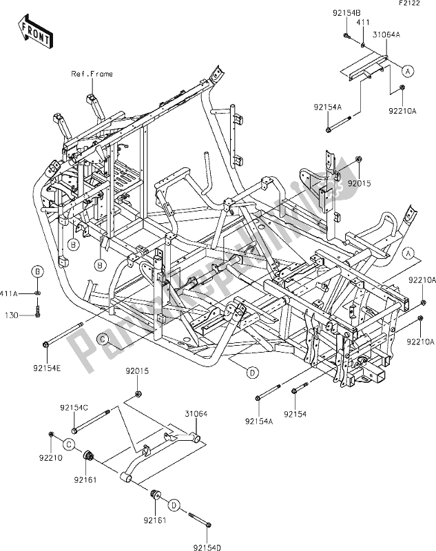 All parts for the 32 Engine Mount of the Kawasaki KRT 800 Teryx4 2021