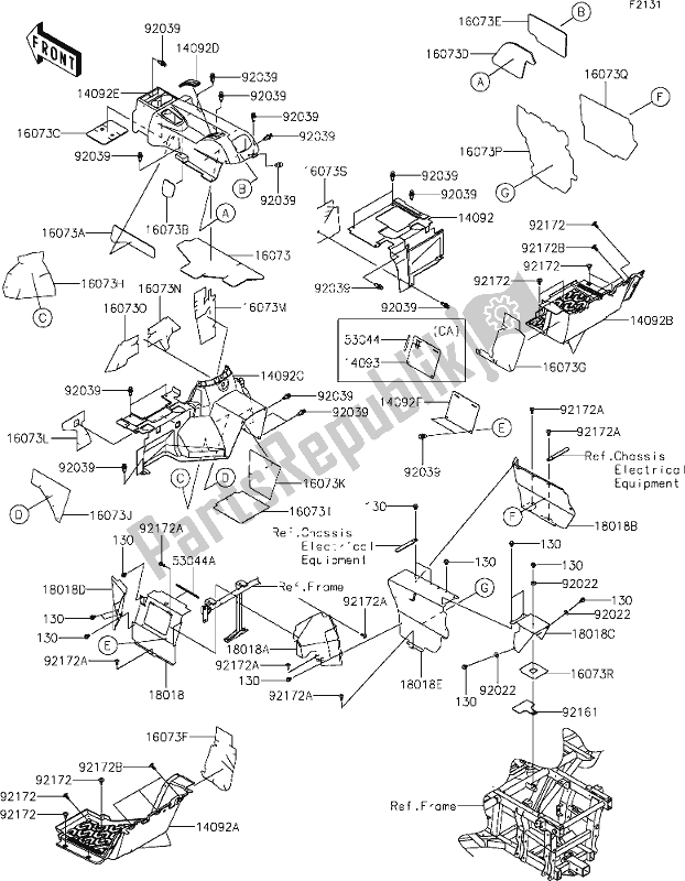 All parts for the 34 Frame Fittings(rear) of the Kawasaki KRT 800 Teryx4 2021