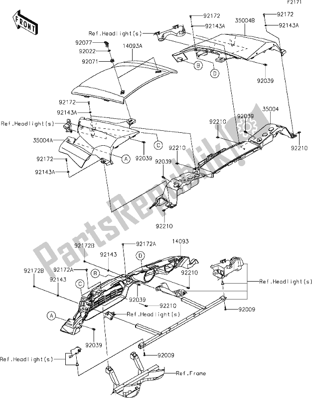 All parts for the 38 Front Fender(s) of the Kawasaki KRT 800 Teryx4 2021