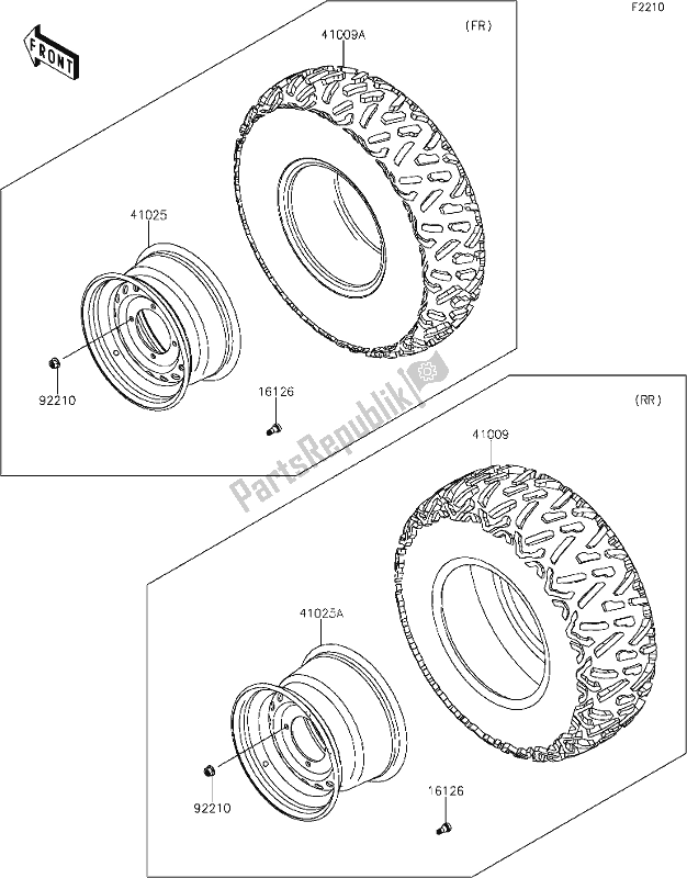 All parts for the 40 Wheels/tires of the Kawasaki KRT 800 Teryx4 2021