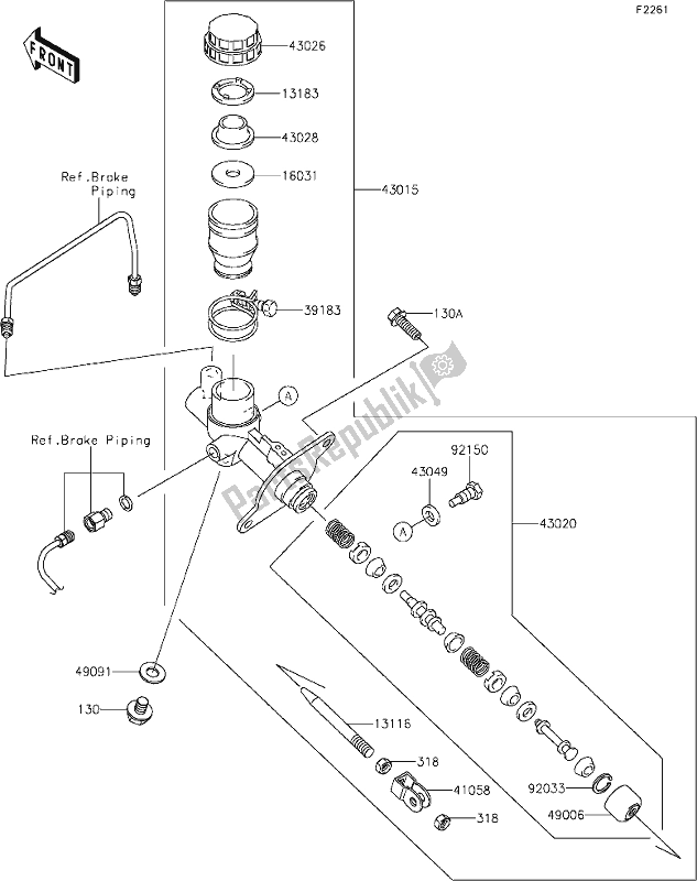 All parts for the 44 Master Cylinder of the Kawasaki KRT 800 Teryx4 2021