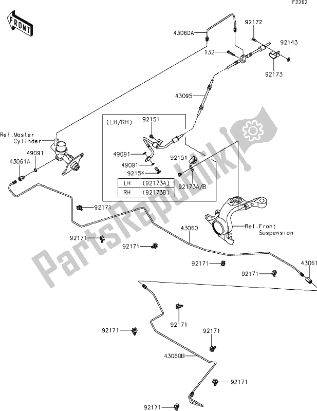 All parts for the 45 Brake Piping of the Kawasaki KRT 800 Teryx4 2021