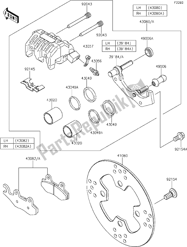 All parts for the 47 Front Brake of the Kawasaki KRT 800 Teryx4 2021