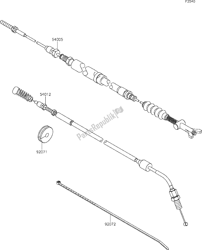 Alle onderdelen voor de 53 Cables van de Kawasaki KRT 800 Teryx4 2021