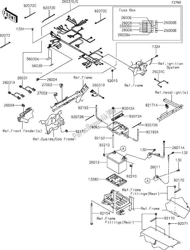 All parts for the 59 Chassis Electrical Equipment of the Kawasaki KRT 800 Teryx4 2021