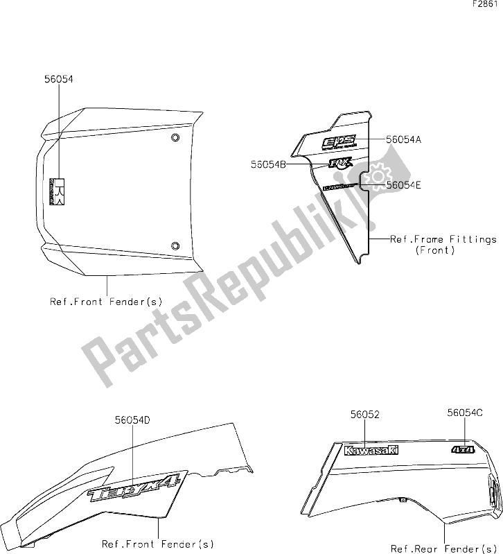 All parts for the 62 Decals of the Kawasaki KRT 800 Teryx4 2021