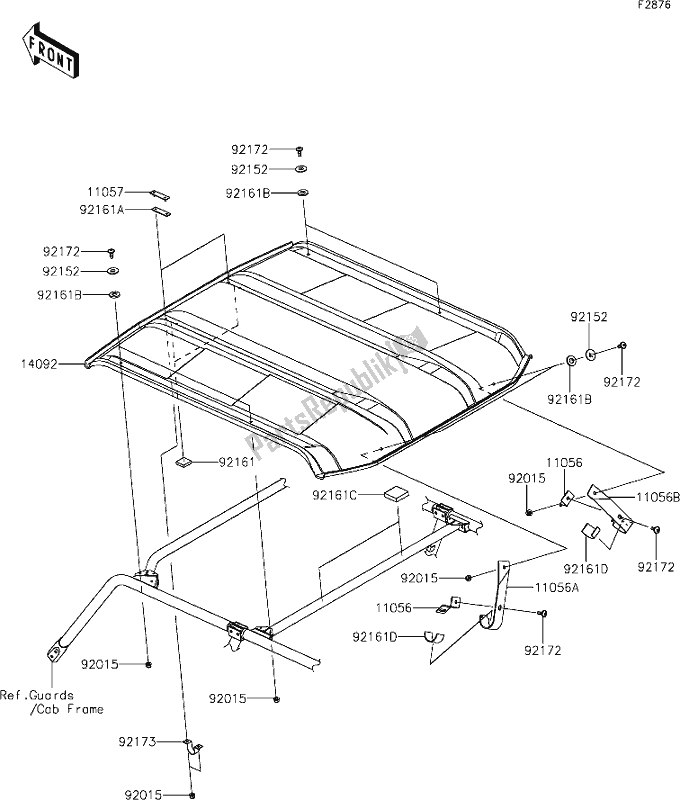 Toutes les pièces pour le 63 Sun Top du Kawasaki KRT 800 Teryx4 2021