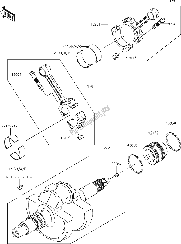 All parts for the 7 Crankshaft of the Kawasaki KRT 800 Teryx4 2021