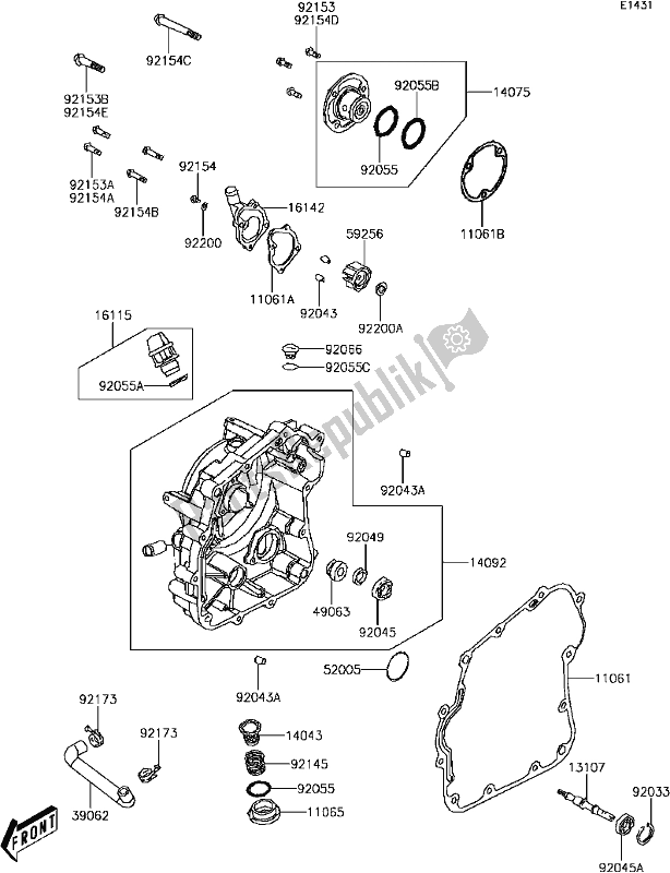 All parts for the B-14engine Cover(s) of the Kawasaki KVF 300 2017