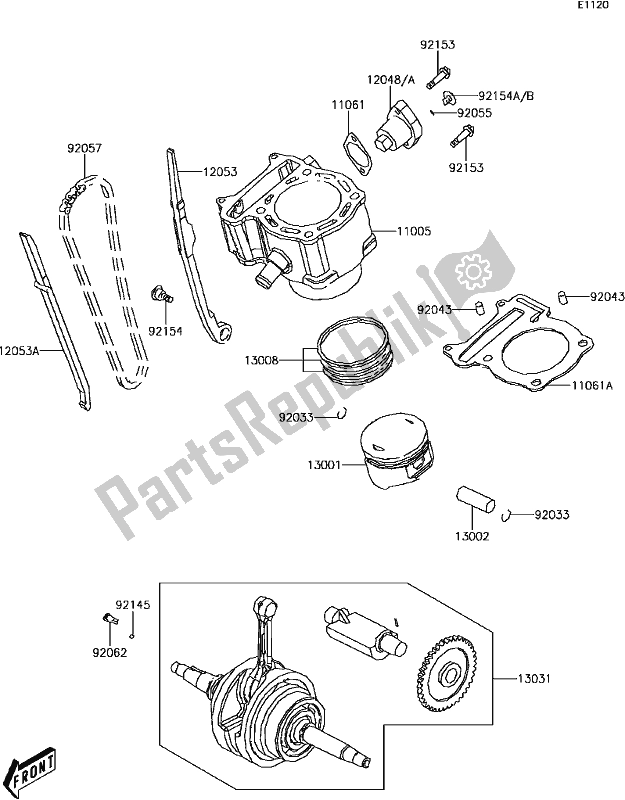 Wszystkie części do B-5 Cylinder/piston(s) Kawasaki KVF 300 2017