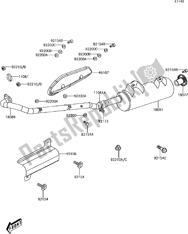 All parts for the B-8 Muffler(s) of the Kawasaki KVF 300 2017