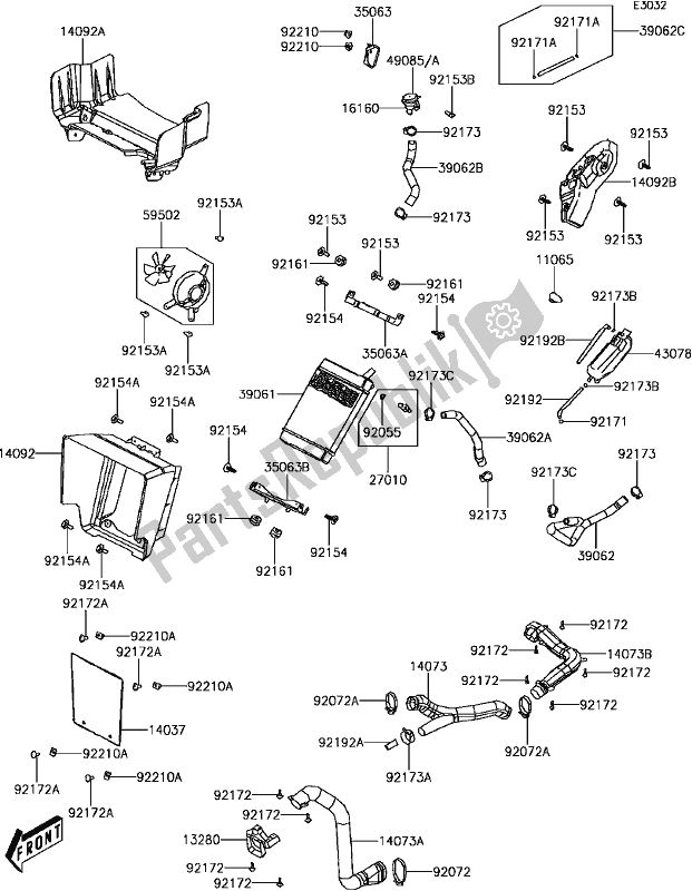 Todas las partes para C-6 Radiator(1/2) de Kawasaki KVF 300 2017