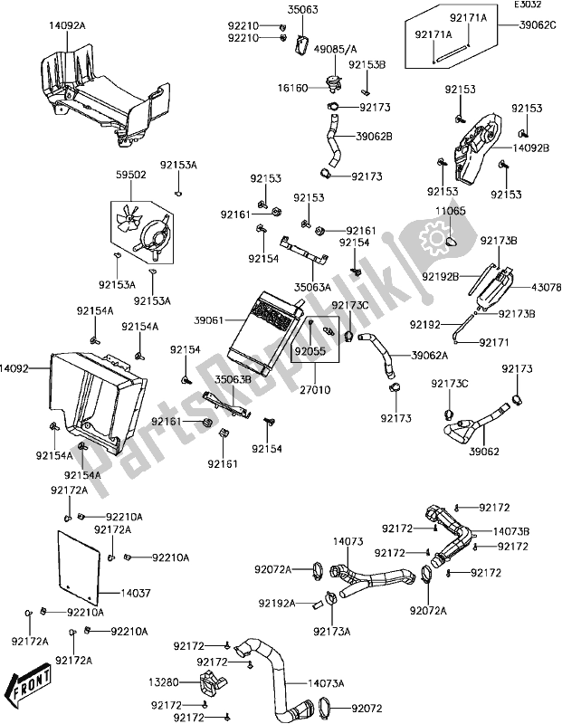 All parts for the C-7 Radiator(2/2) of the Kawasaki KVF 300 2017