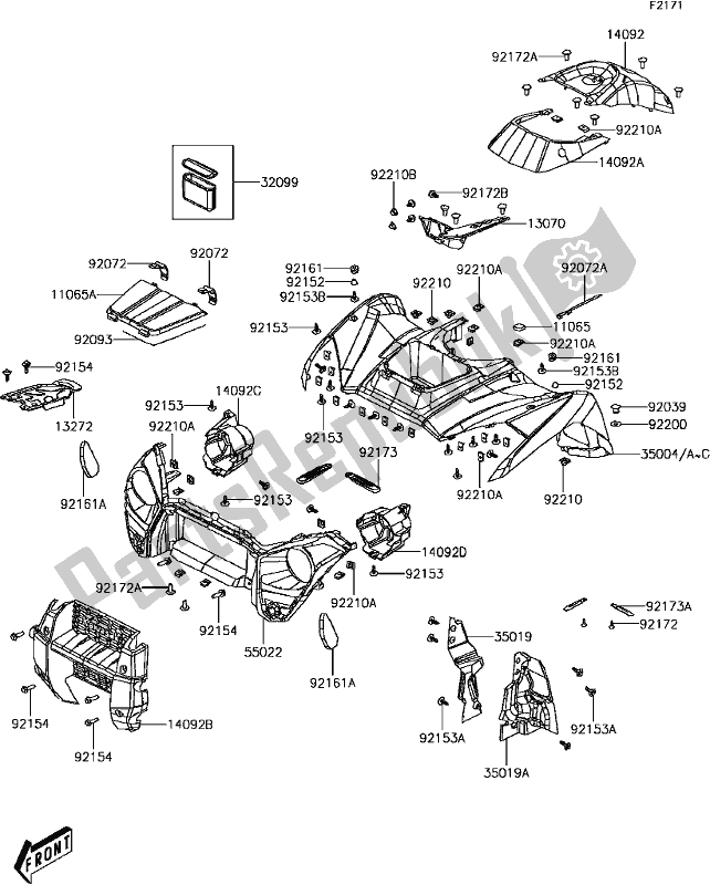 All parts for the D-7 Front Fender(s) of the Kawasaki KVF 300 2017