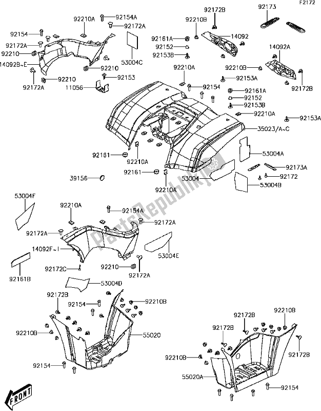 All parts for the D-8 Rear Fender(s)(1/2) of the Kawasaki KVF 300 2017