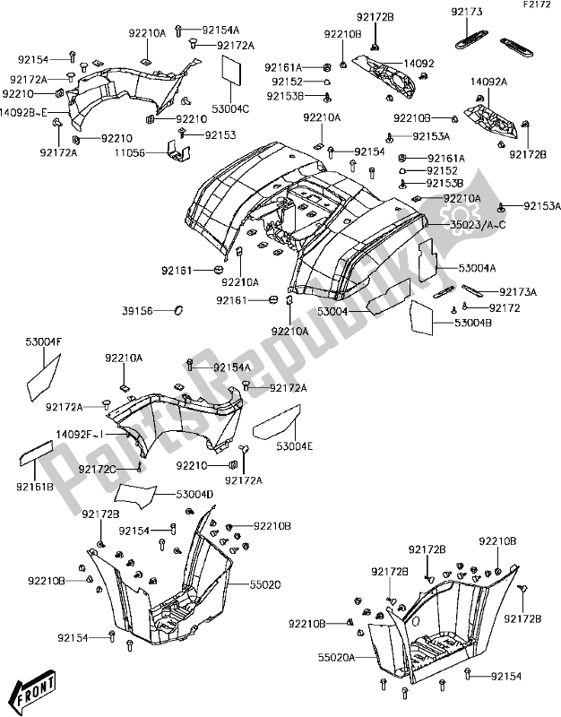 All parts for the D-9 Rear Fender(s)(2/2) of the Kawasaki KVF 300 2017